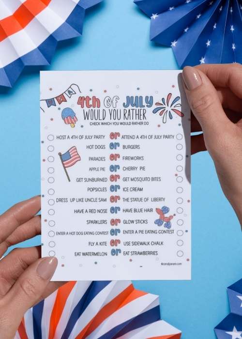 mock up of 4th of July Would You Rather Game