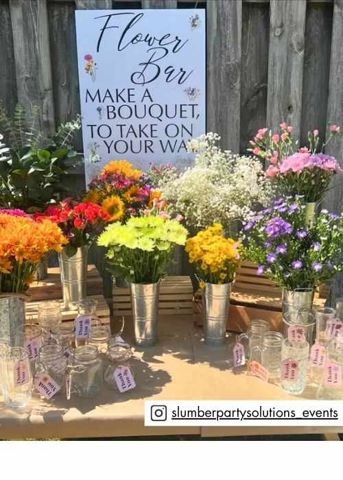 locally grown baby shower guest favors. flower bar. make your own bouquet