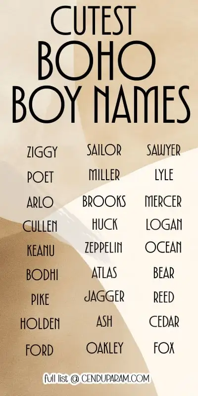 list of cute boho boy names