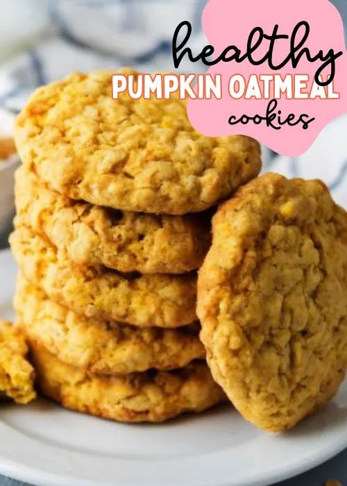 healthy sweet treats for pregnancy: easy healthy pumpkin oatmeal cookies on a plate