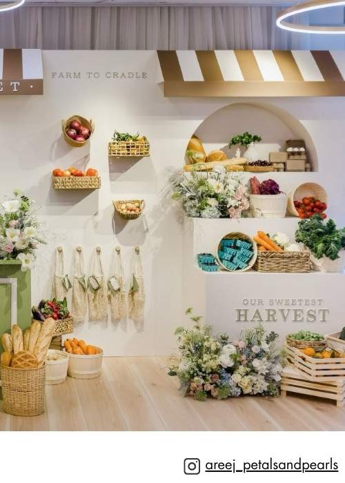 farmer's market style backdrop for locally grown baby shower