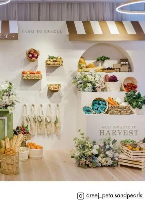 farmer's market style backdrop for locally grown baby shower