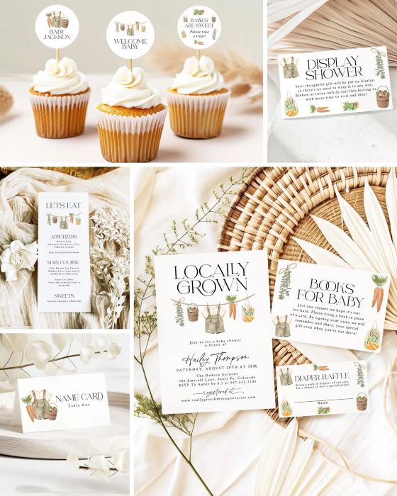 homergrown baby shower invitations