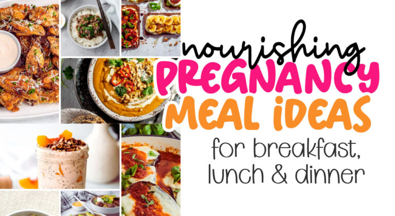 collage of pregnancy meal prep ideas