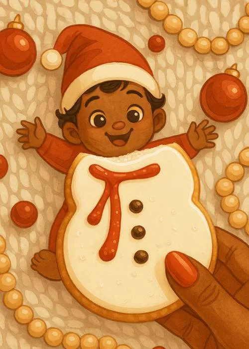 cute diy christmas photo of baby and snowman cookie