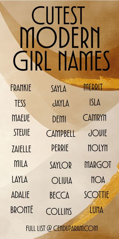 list of modern girl names on neutral colored background