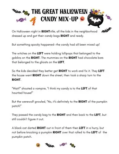 Halloween Left Right Game FREE Printable