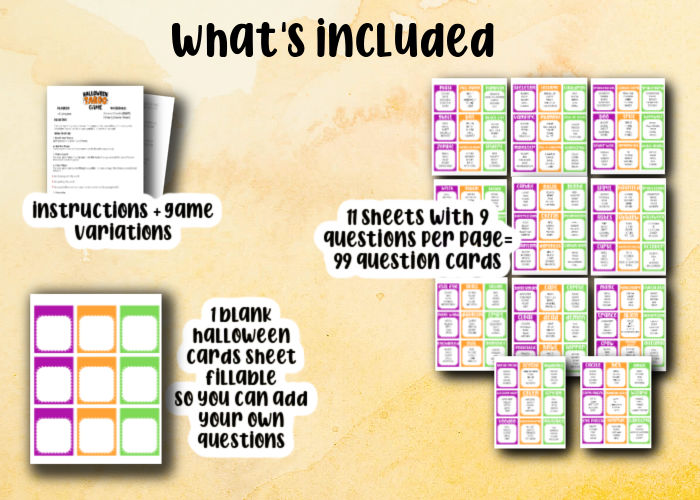 what's included in the Halloween taboo game bundle