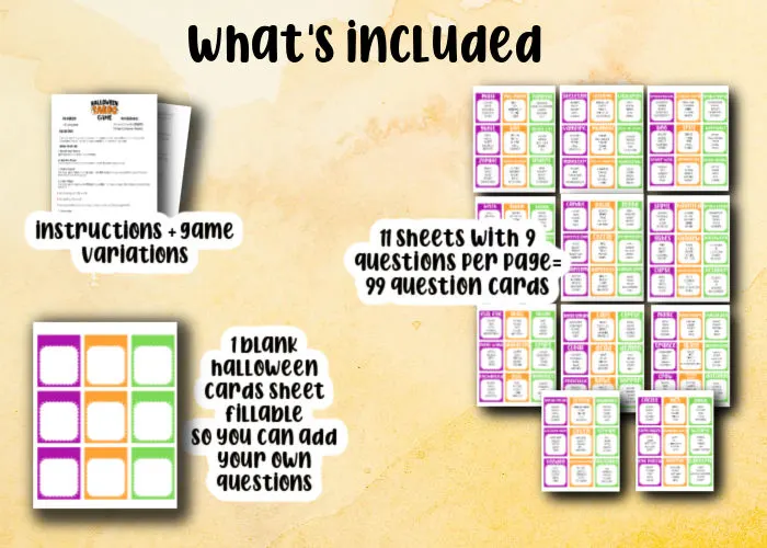 what's included in the Halloween taboo game bundle