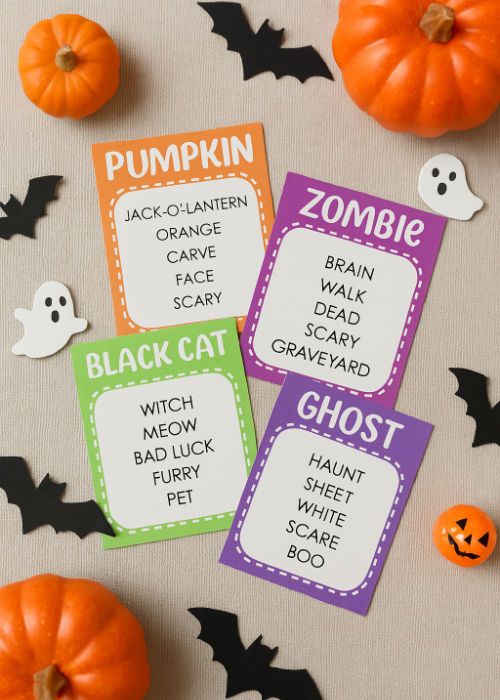 mock up of halloween taboo cards