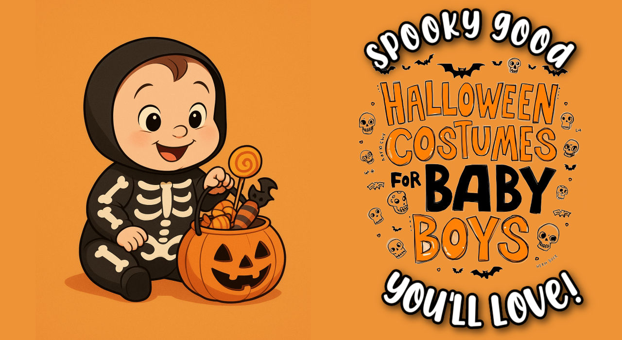 cute cartoon baby boy in skeleton costume and ittle spooky good halloween costuems for baby boys