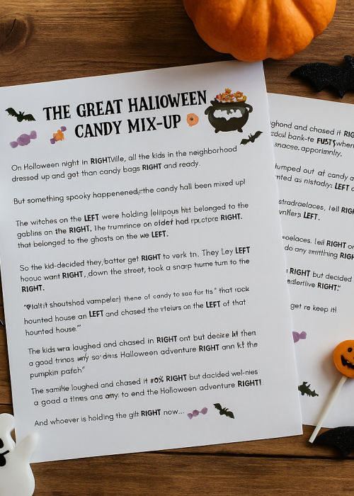 flat lay of Halloween pass the pumpkin game