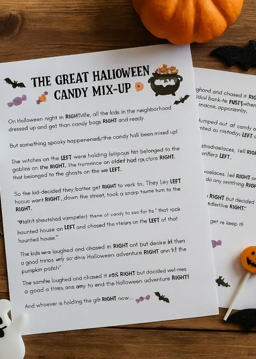 flat lay of Halloween pass the pumpkin game