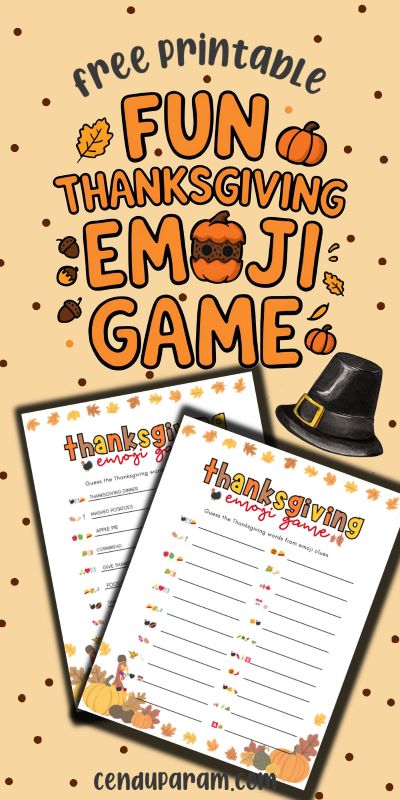 mock up of Thanksgiving emoji pictionary game