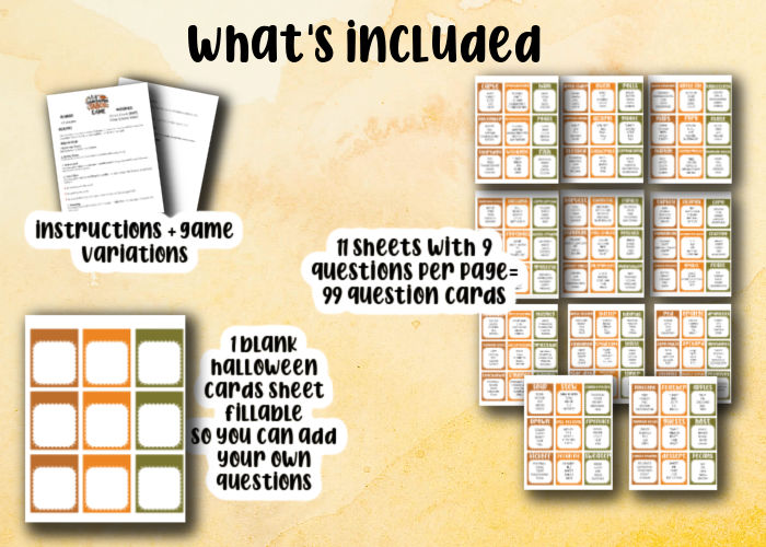 mock up of what's included in thanksgiving taboo game bundle