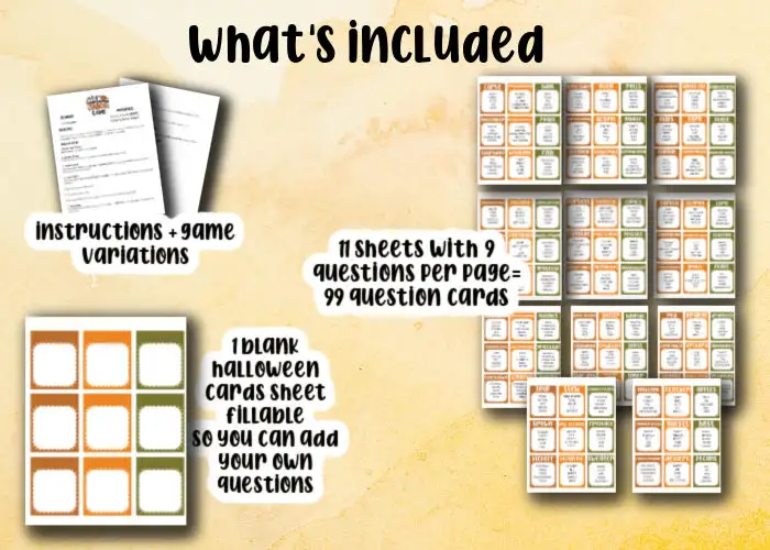 mock up of what's included in thanksgiving taboo game bundle