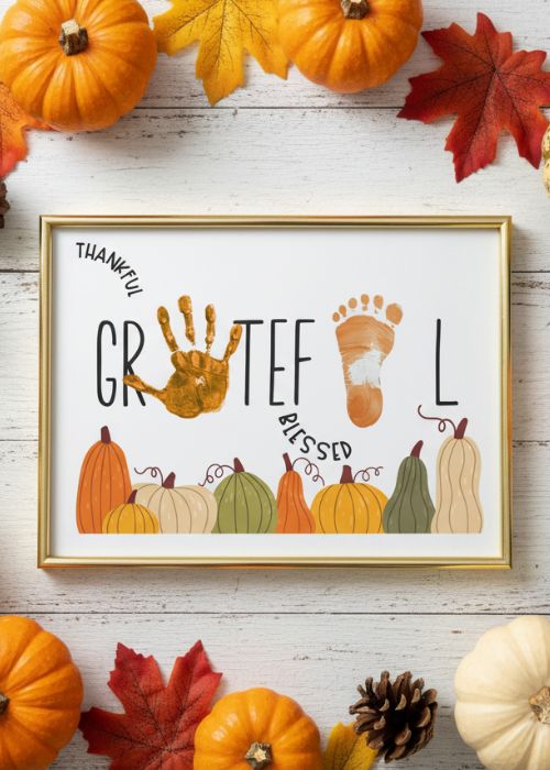 easy thanksgiving crafts for toddlers. handprint and footprint craft idea