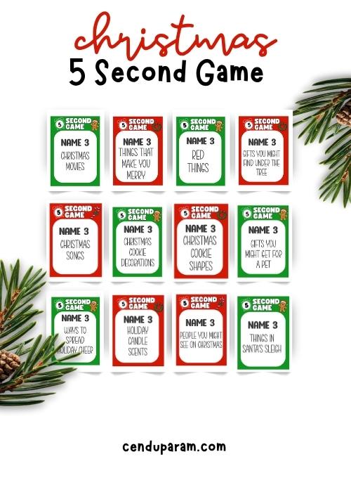 flat lay of christmas game playing card printables