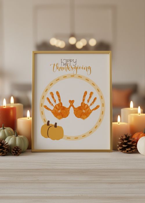 happy thanksgiving handprint craft for toddlers