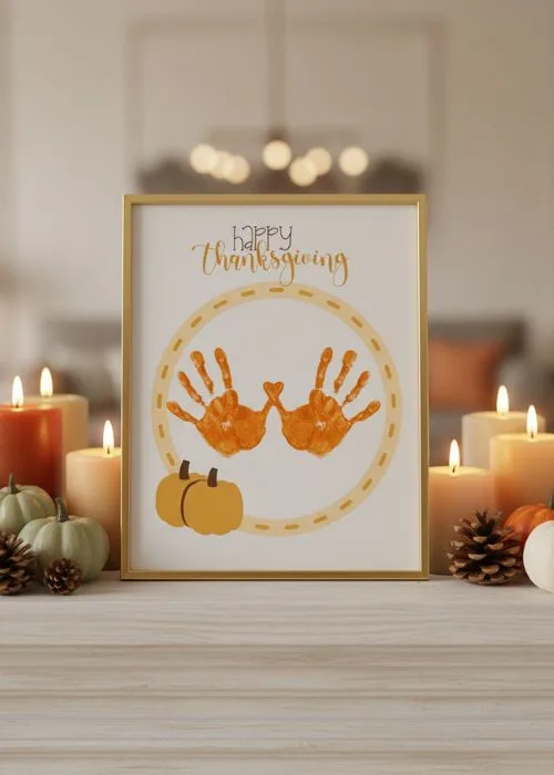 happy thanksgiving handprint craft for toddlers