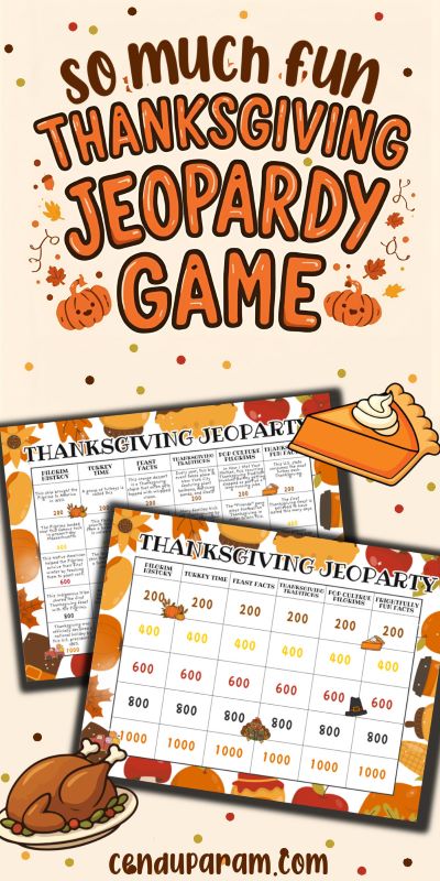 mock up of fun Thanksgiving party game jeopardy questions