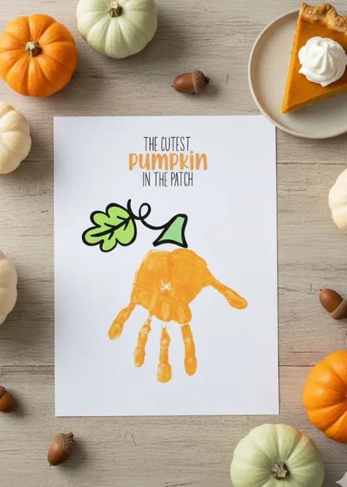 fall thansgiving pumpkin handprint craft idea