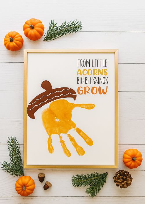 cute handprint acorn craft for thanksgiving