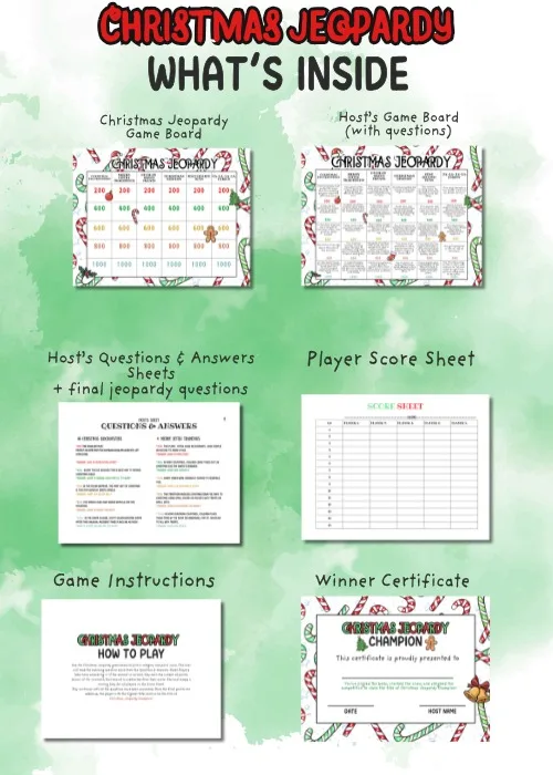 christmas party game bundle for Jeopardy game