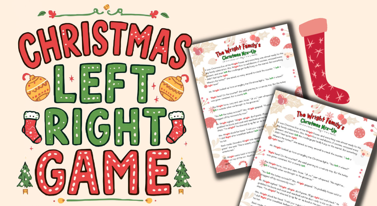 fun Christmas left right story game printable