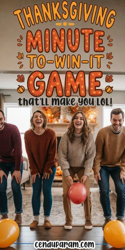 guests at a thanksgiving party are laughing and playing games