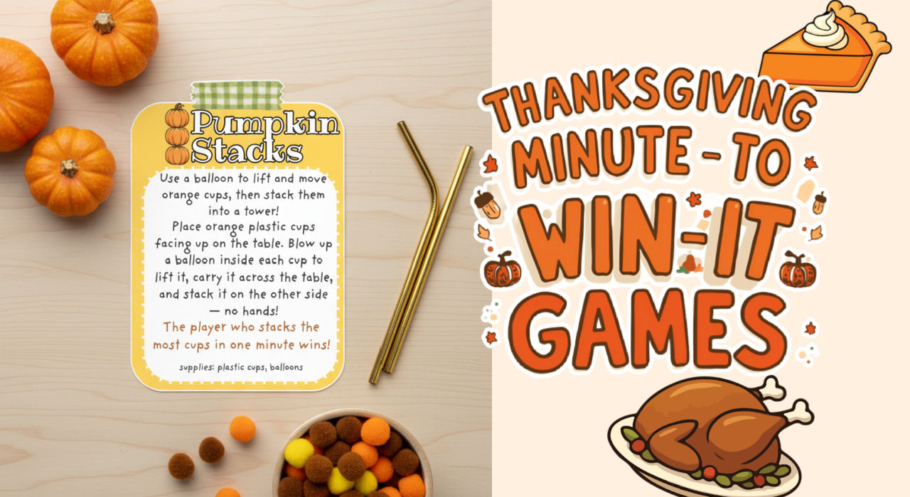 thanksgiving party game ideas like minute to win it challenges