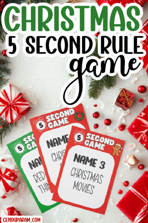 a flat lay of the fun Christmas 5 second rule game cards