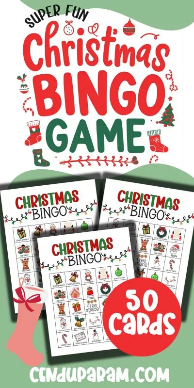 mock up of fun chrismtas activty for families: christmas bingo cards
