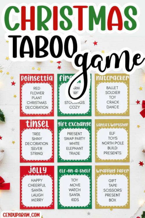 fun friedmas party game, Christmas taboo cards