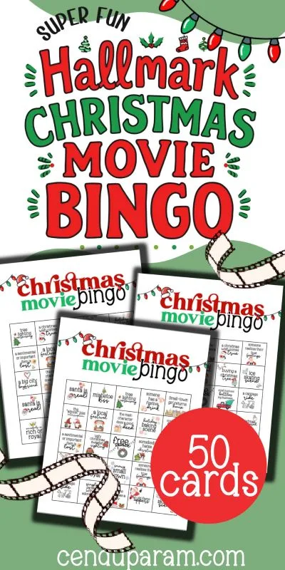 mock up of fun Christmas movie bingo game for families