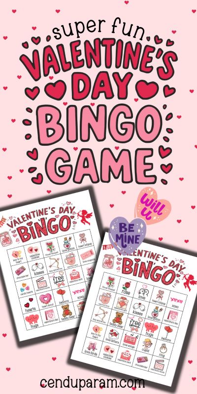 mock up of fun valentines bingo game for kids
