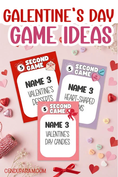 flat lay of galentine's day game idea