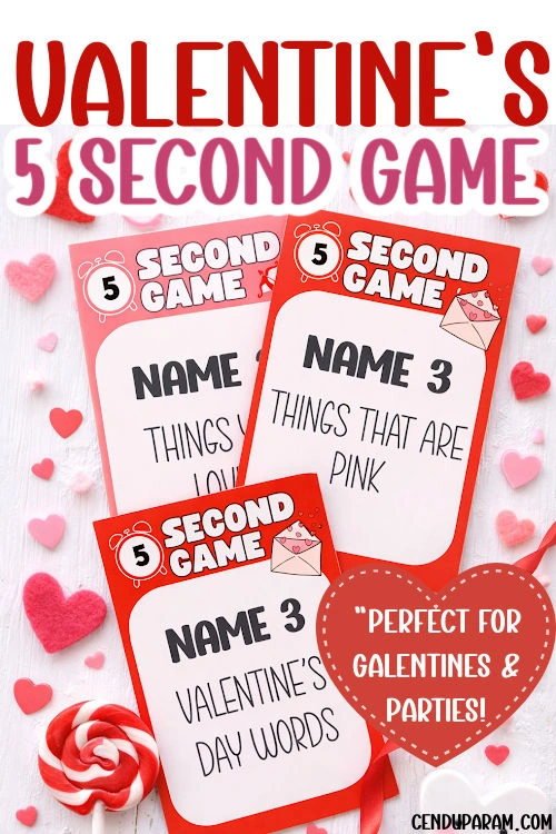 flat lay of valentine's 5 second game 