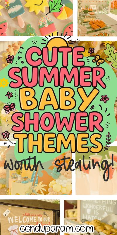 collage of cute summer baby shower themes for 2026