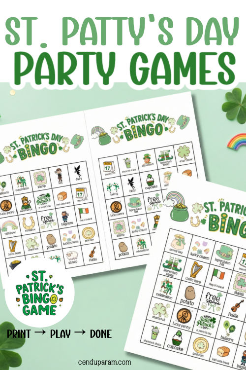 Bingo game cards flat lay showing full page and 2 per page game card printables 