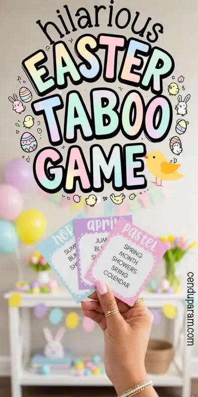 a woman's hand is holding up Easter taboo cards