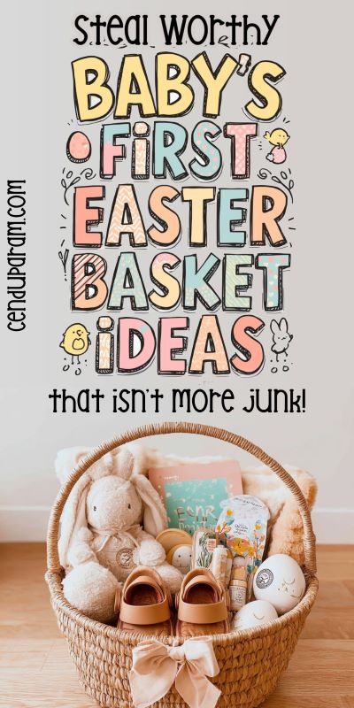 Baby's Frist Easter basket filled with treats for baby