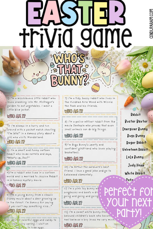 flat lay of Easter trivia questions and answers