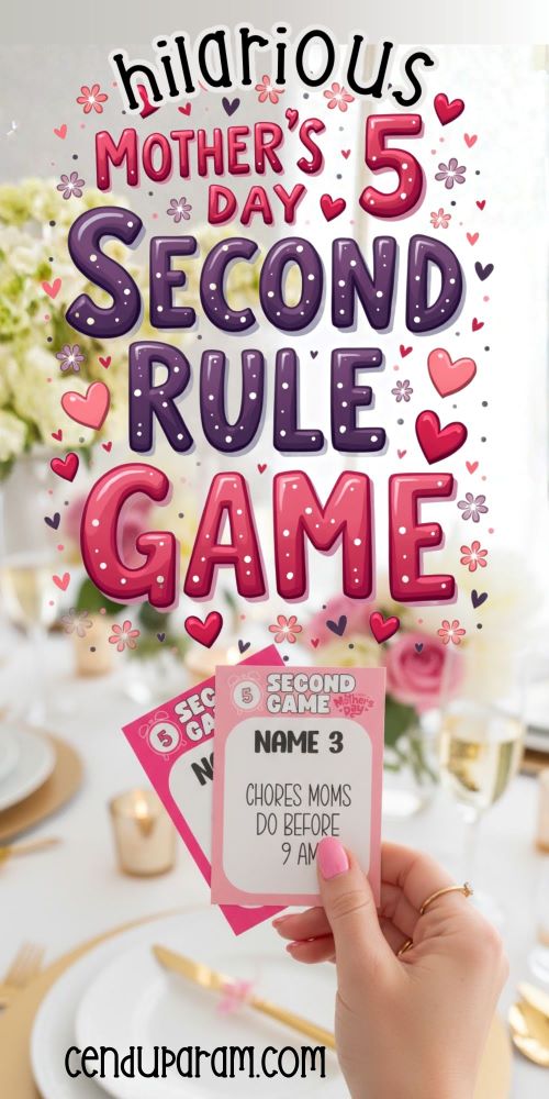 a woman's hand is holding up Mother's Day 5 second game cards