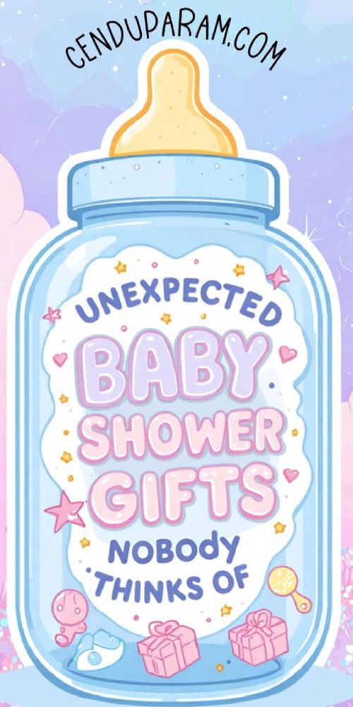 a pastel baby bottle with the text unexpected baby shower gifts nobody thinks of
