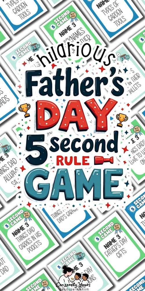collage image of Father's day 5 second rule game cards