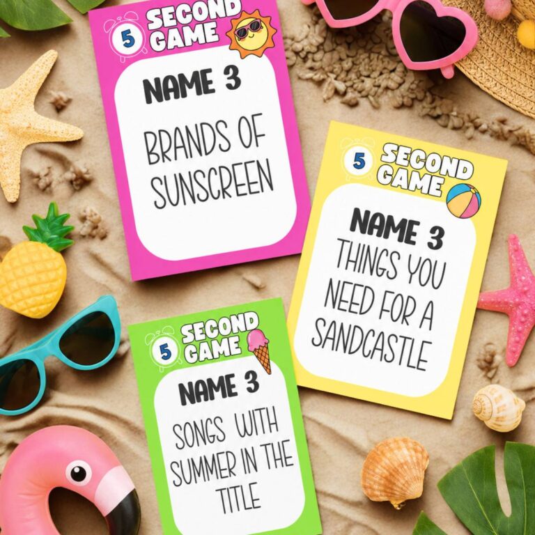 fun summer games for families to play: 5 second game summer theme