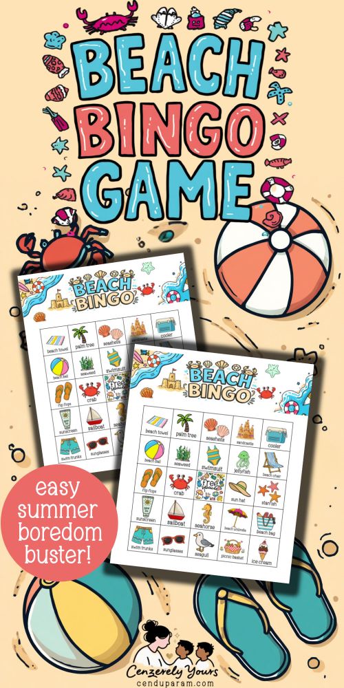 mock up of beach bingo party games for kids