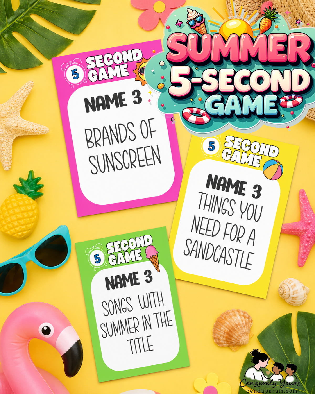 a fun summer flat lay of this summer party game