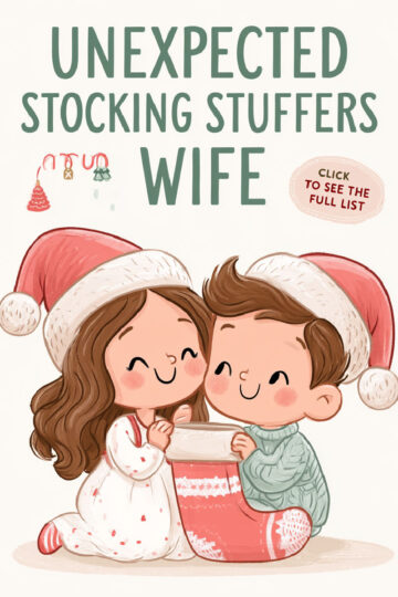 a cute couple ready for christmas holding a stocking
